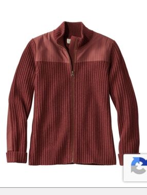 L.L. Bean NWT Women’s Commando Full-Zip Sweater - XS - Currant Red